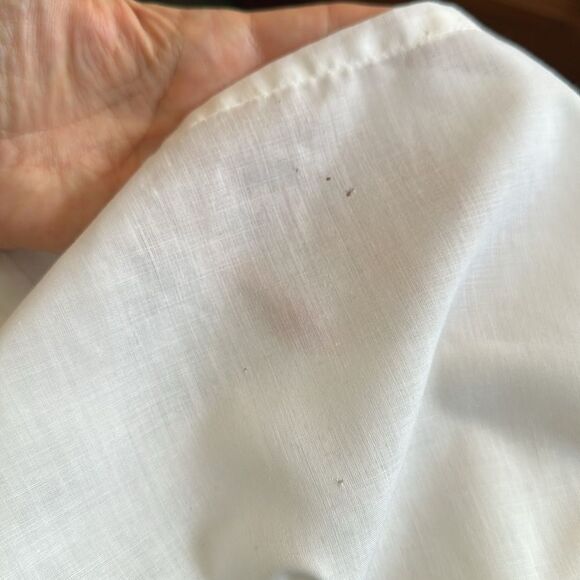 Vintage 60s/70s Judy Bond White Ruffled At Neck & Sleeves Eyelet Lace Blouse - Picture 8 of 8